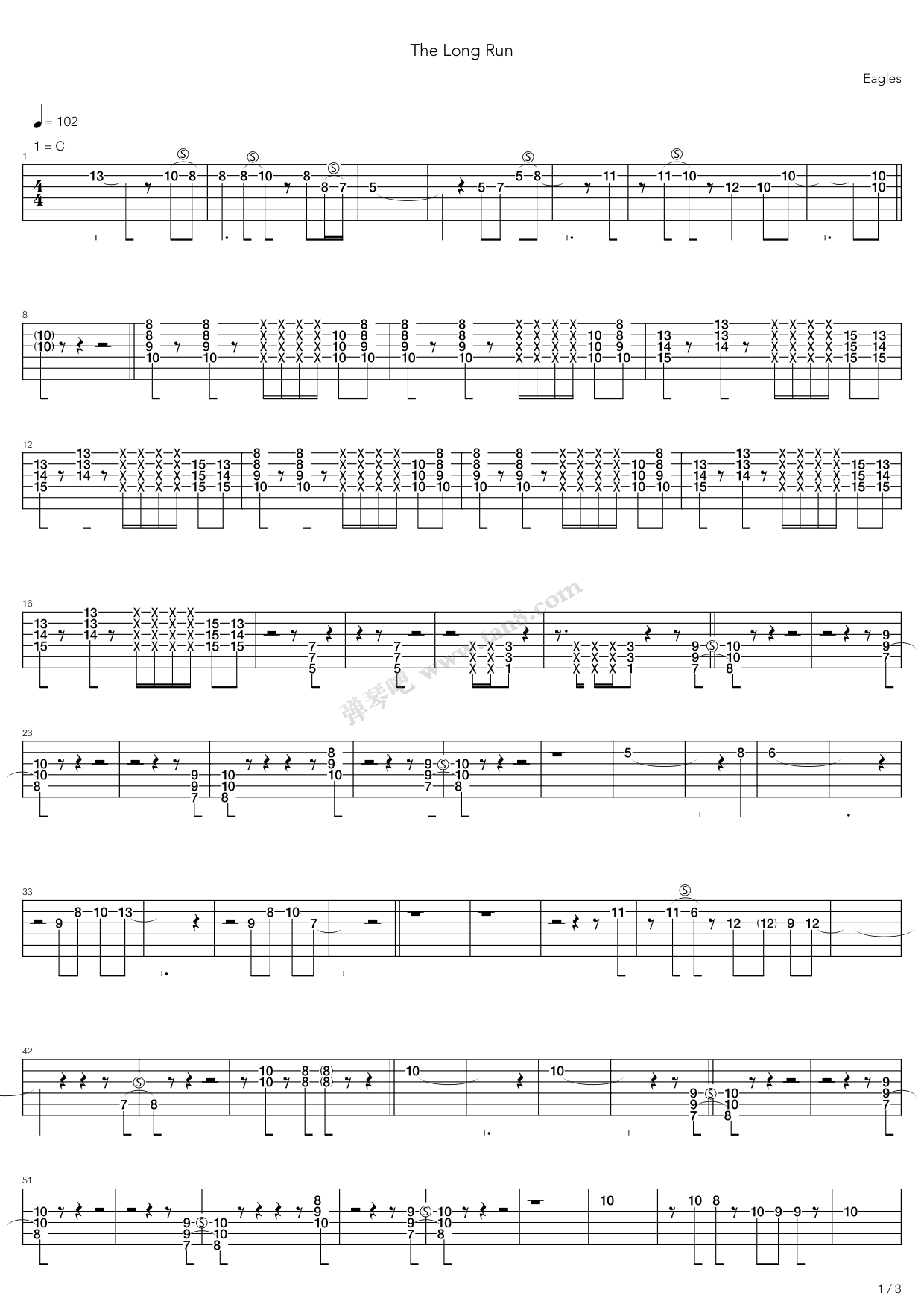 《Long Run》吉他谱-C大调音乐网