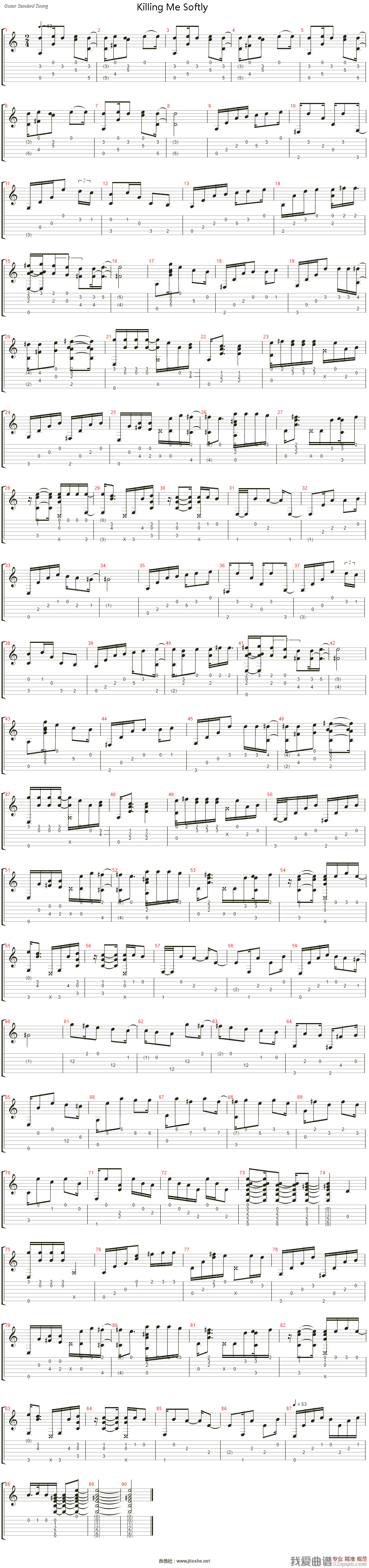 《Killing Me Softly》吉他谱-C大调音乐网