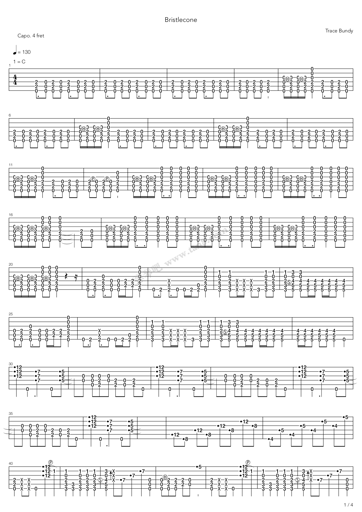 《Bristlecone》吉他谱-C大调音乐网