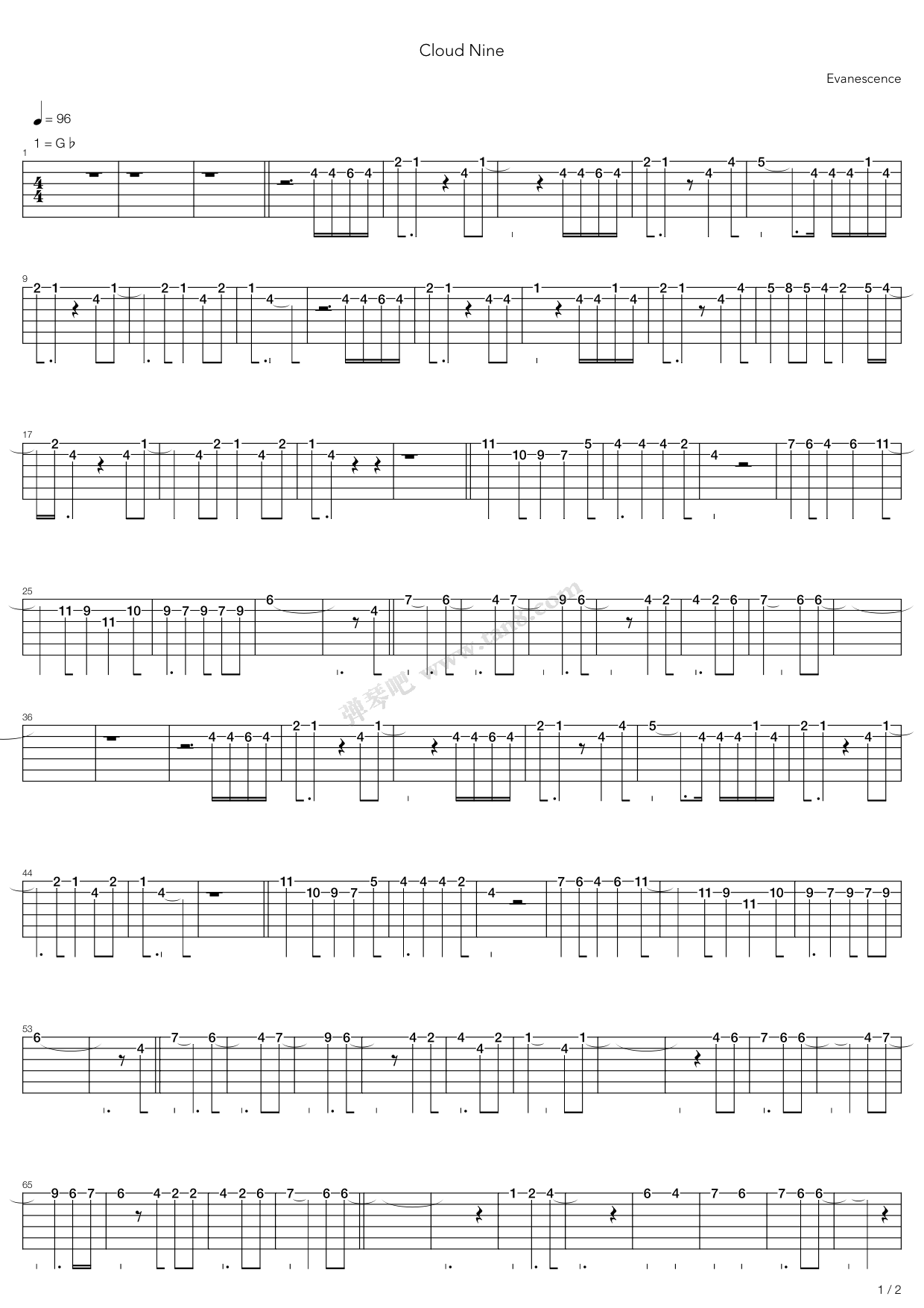 《Cloud Nine》吉他谱-C大调音乐网