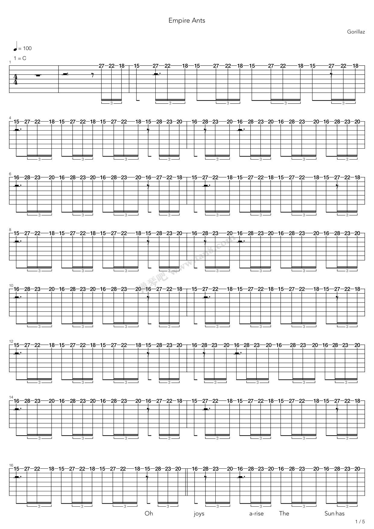 《Empire Ants》吉他谱-C大调音乐网