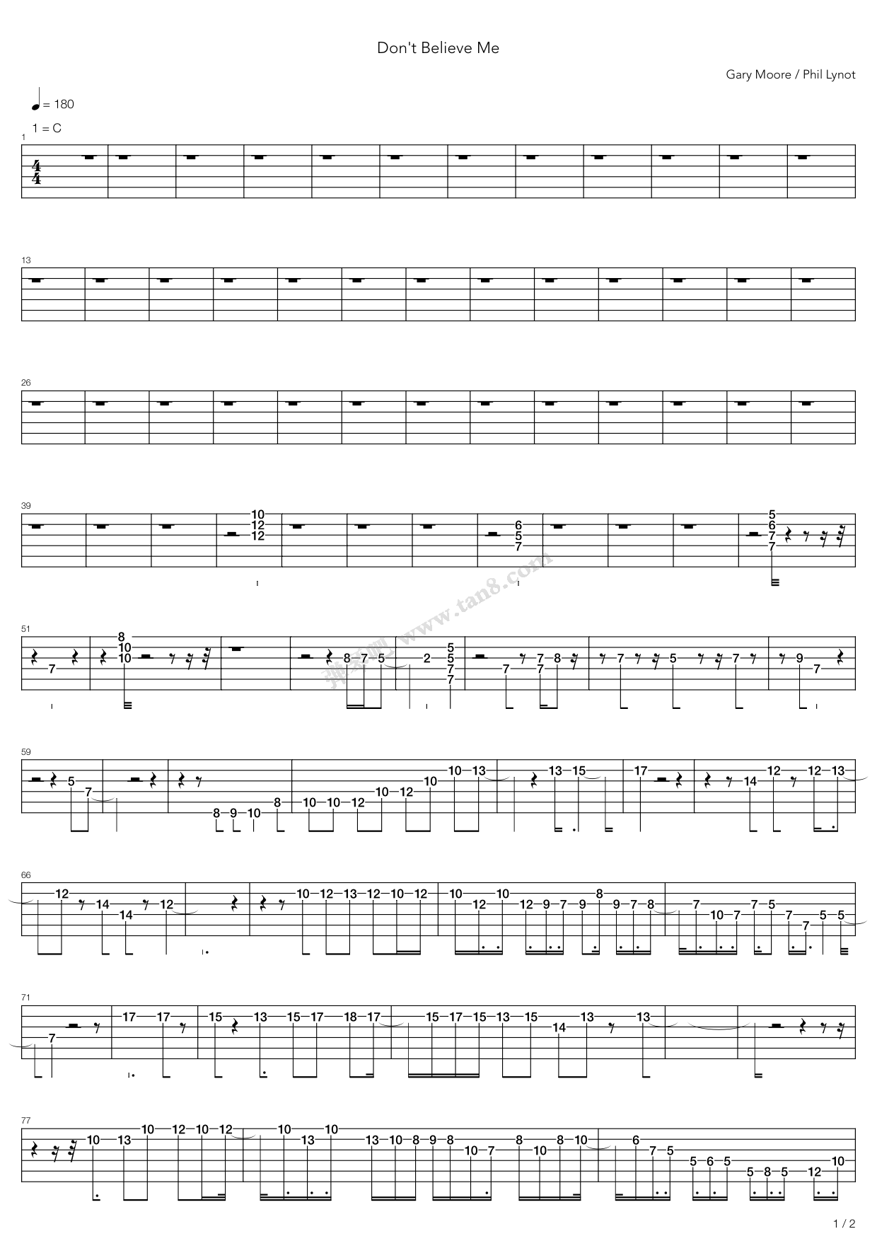《Don_‘T Believe Me》吉他谱-C大调音乐网