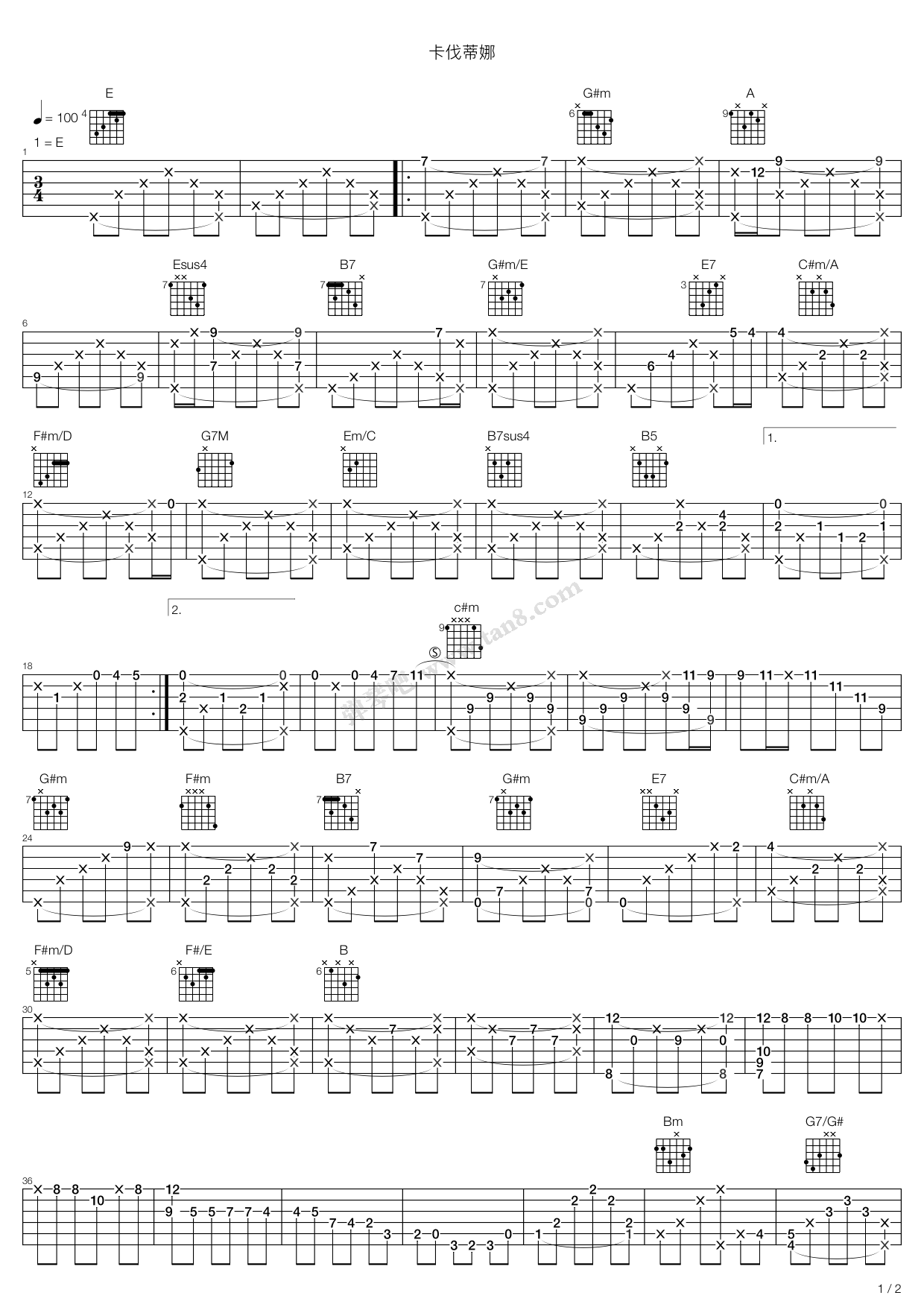 《Cavatina(卡伐蒂娜)》吉他谱-C大调音乐网