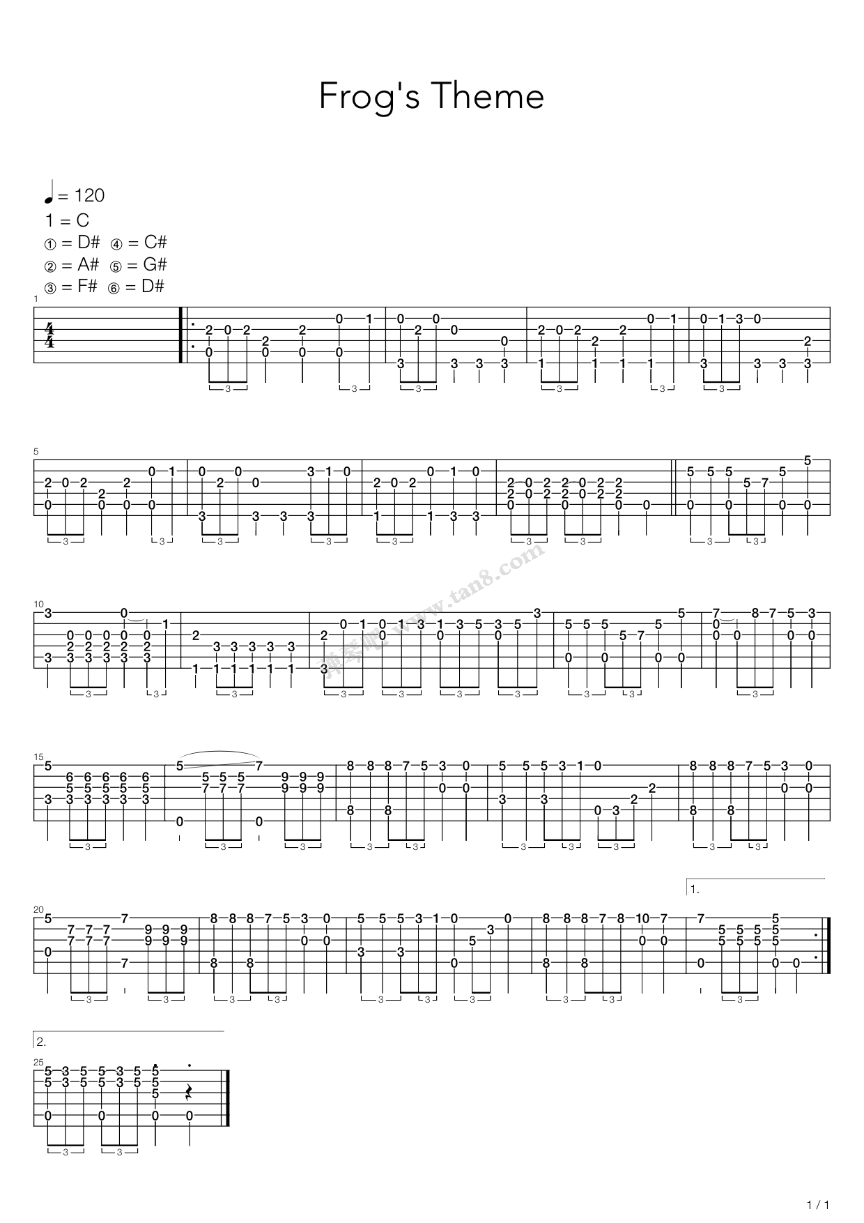 《Chrono Trigger(时空之轮) - Frogs Theme》吉他谱-C大调音乐网