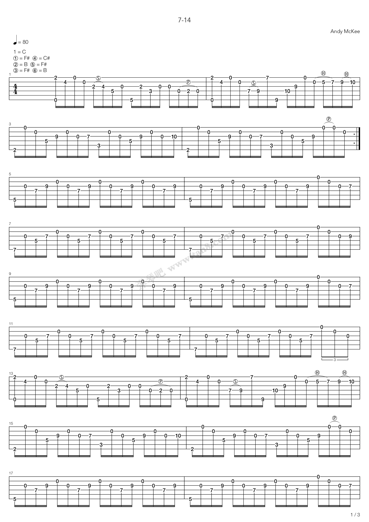 《7-14》吉他谱-C大调音乐网