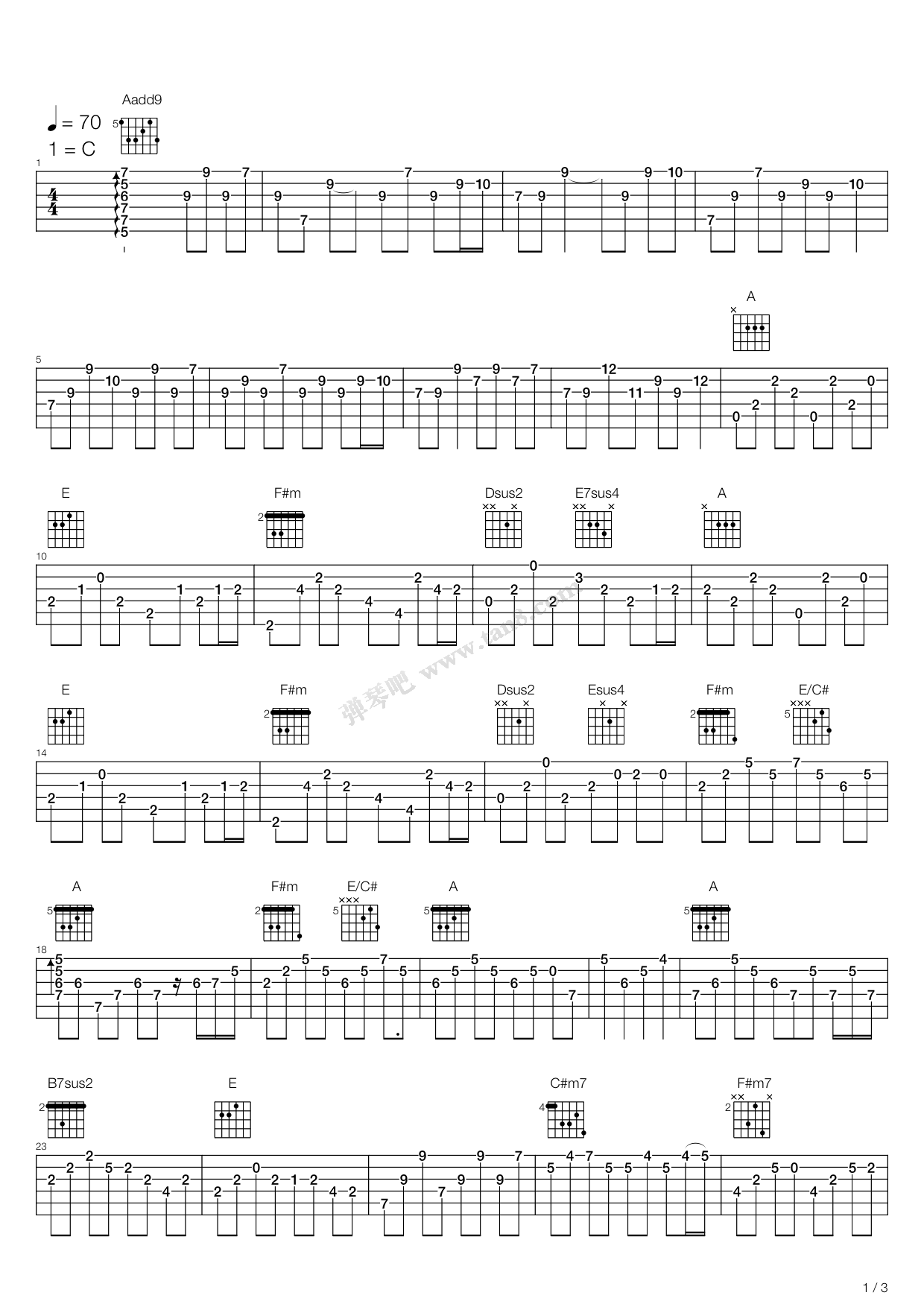 《开不了口》吉他谱-C大调音乐网