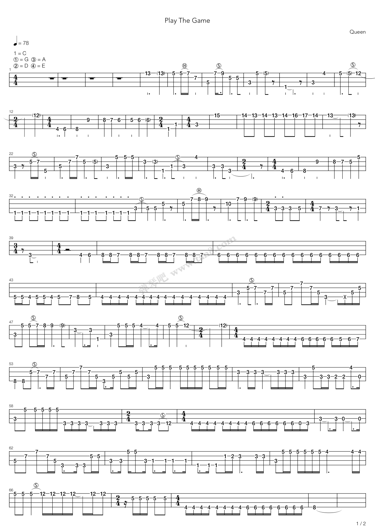 《Play The Game》吉他谱-C大调音乐网