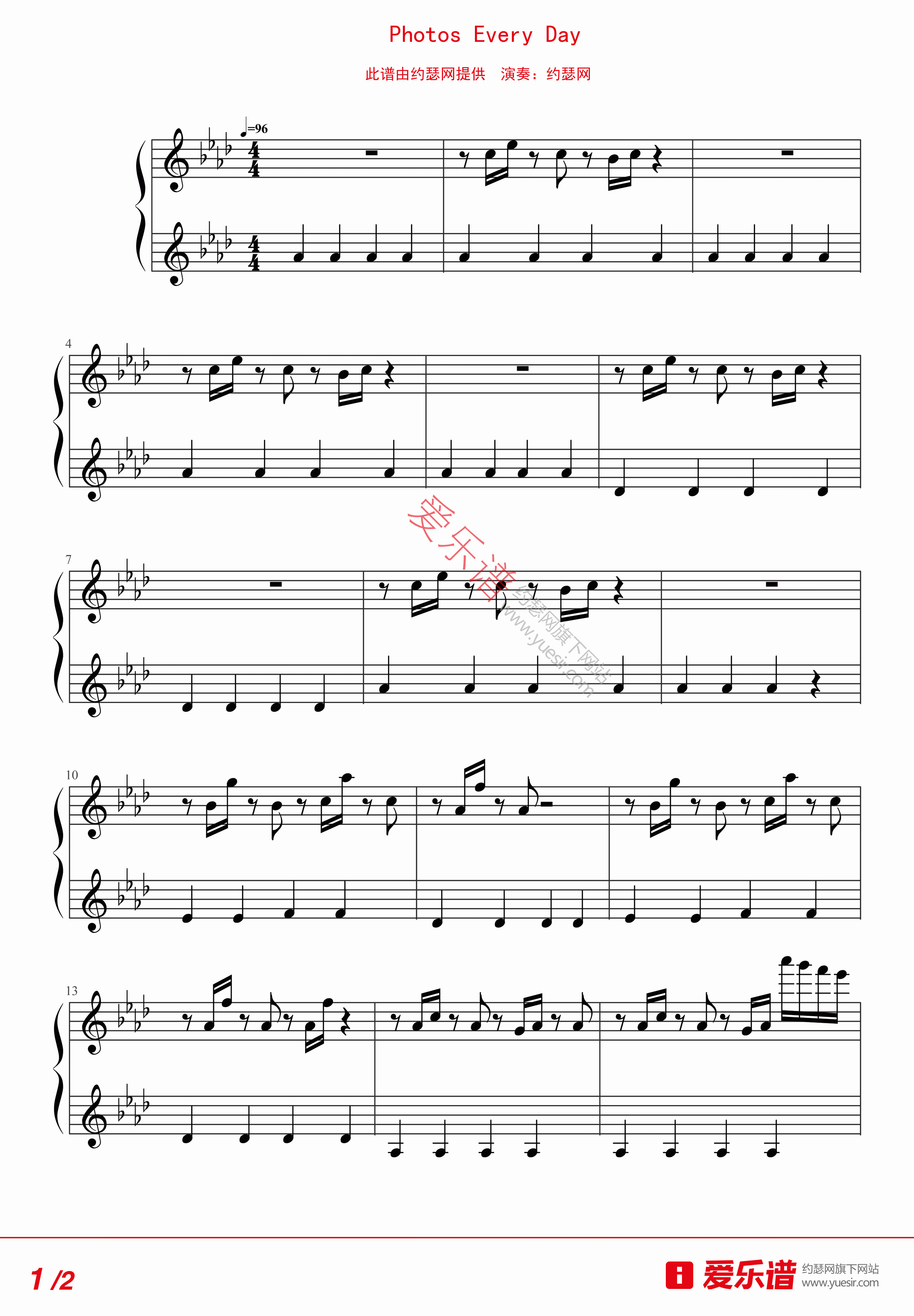 《《Photos Every Day》 钢琴谱》吉他谱-C大调音乐网