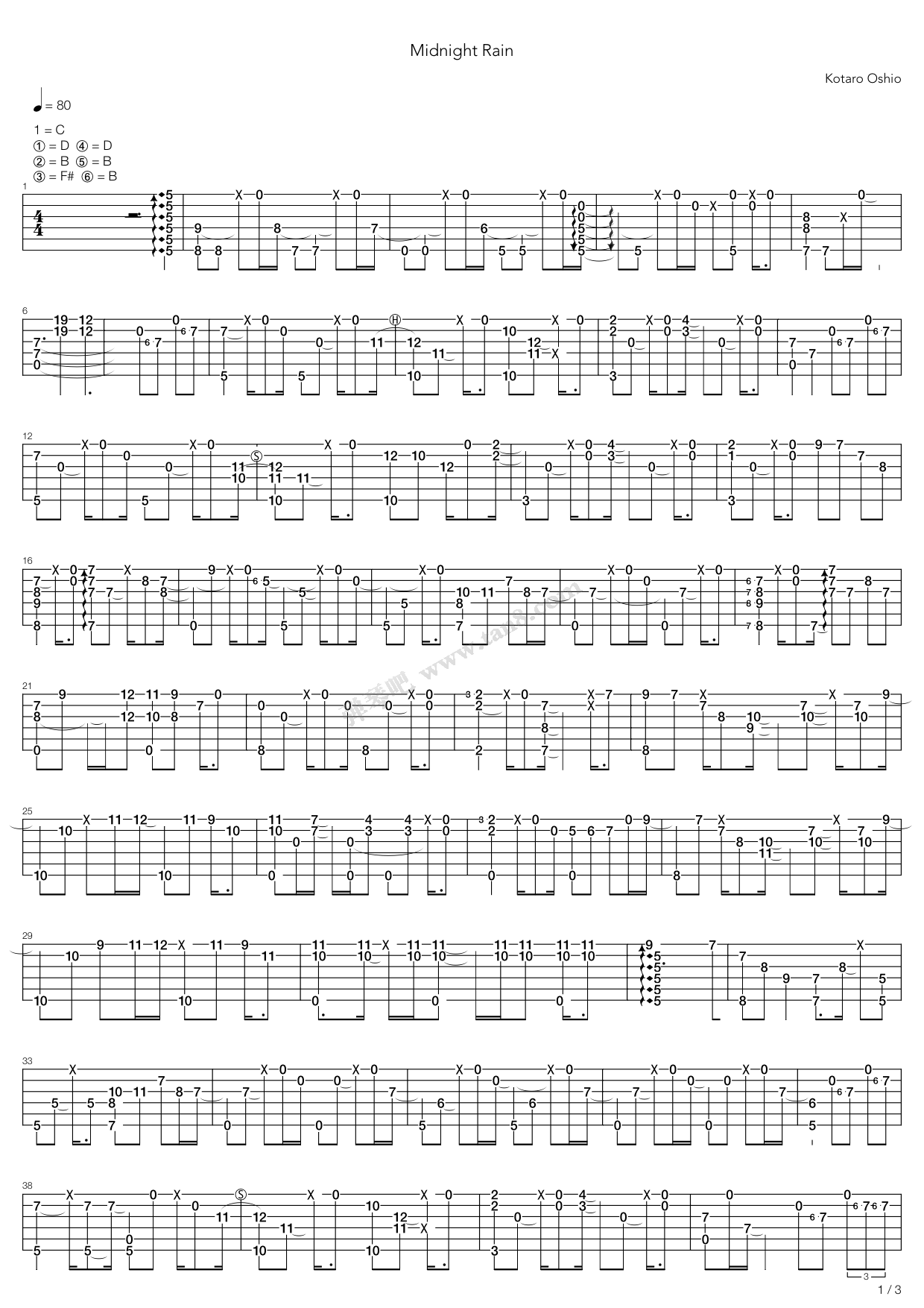 《Midnight Rain（Reboot）》吉他谱-C大调音乐网