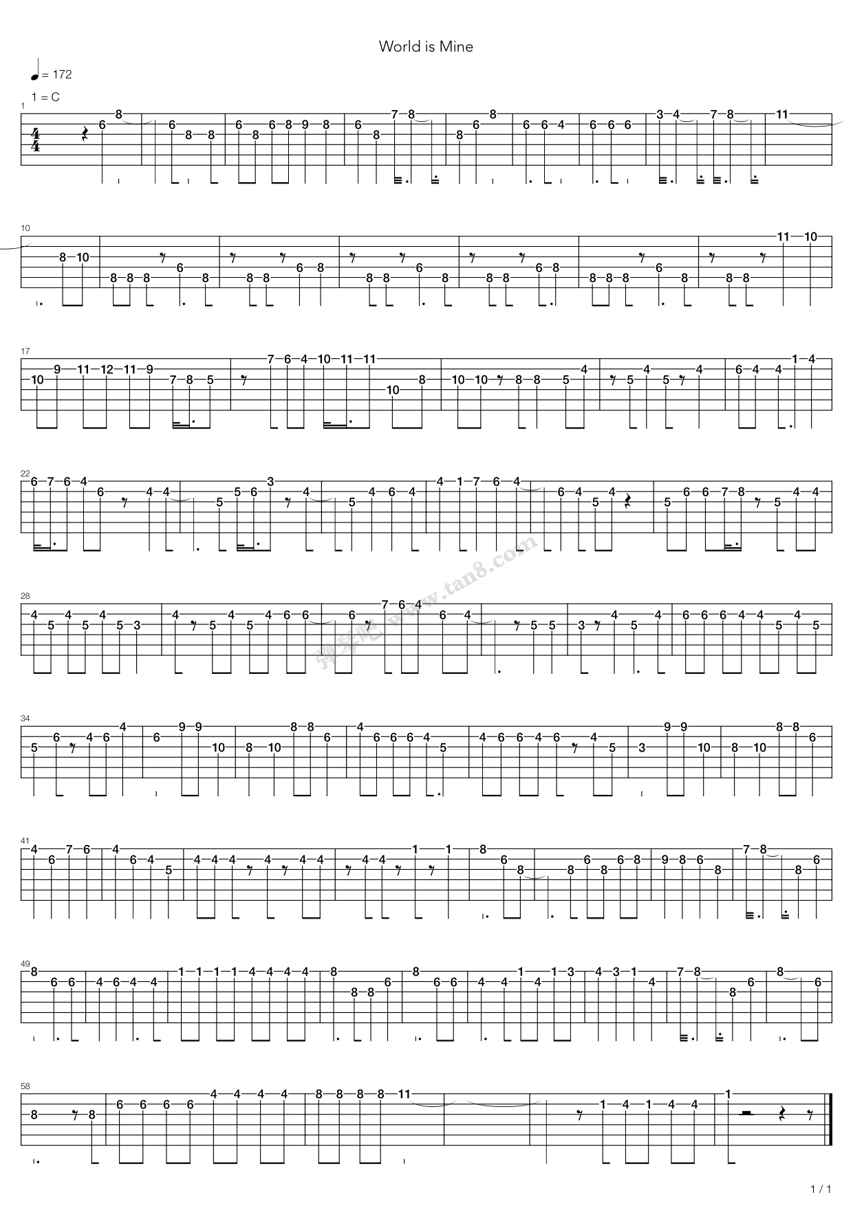 《动漫游戏-World Is Mine 世界第一公主殿下》吉他谱-C大调音乐网