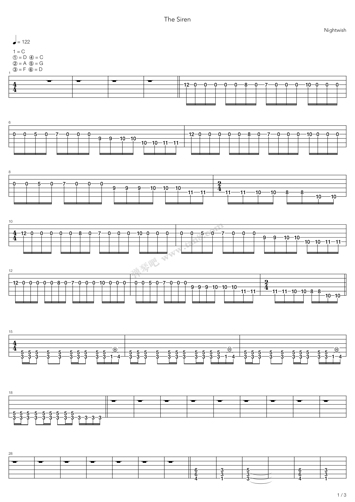 《The Siren》吉他谱-C大调音乐网