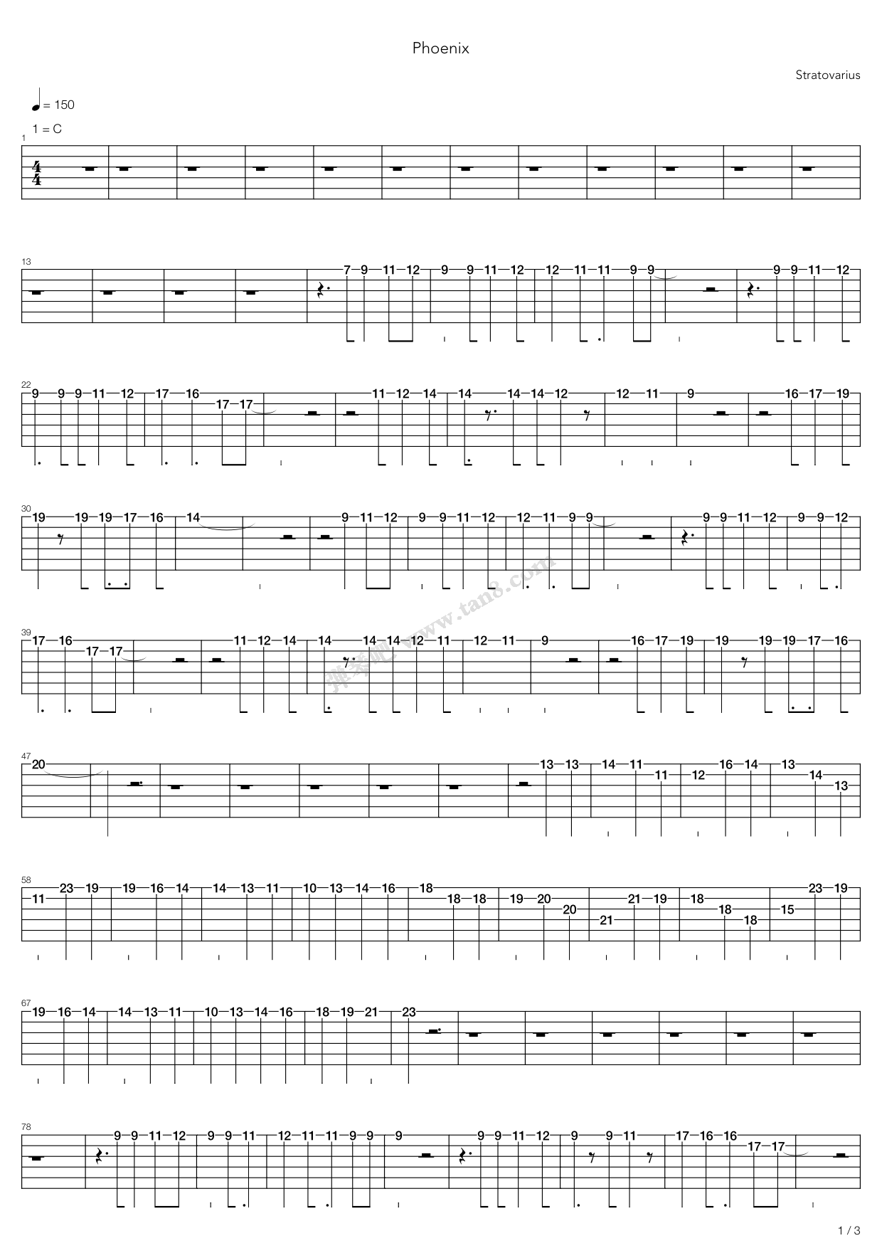 《Phoenix》吉他谱-C大调音乐网
