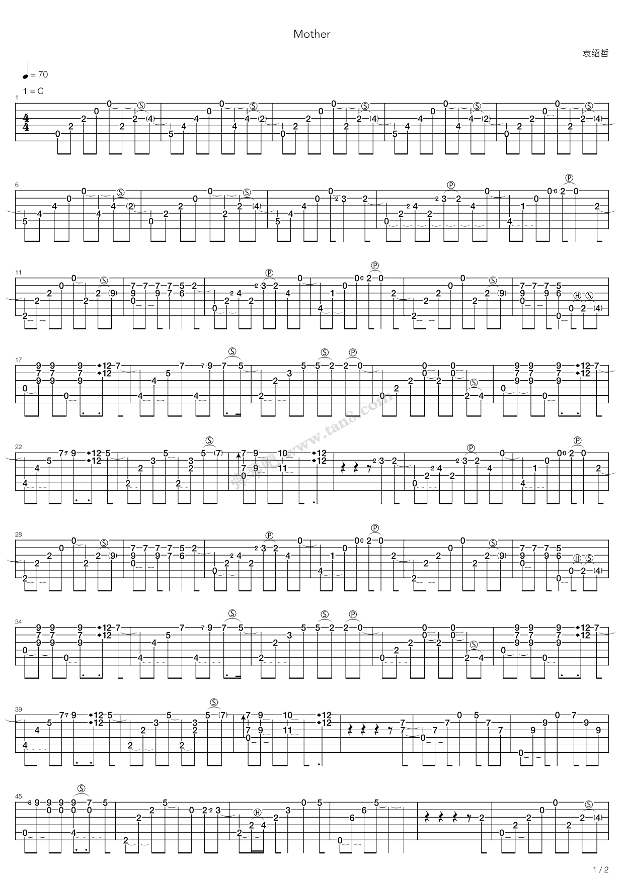 《Mother》吉他谱-C大调音乐网