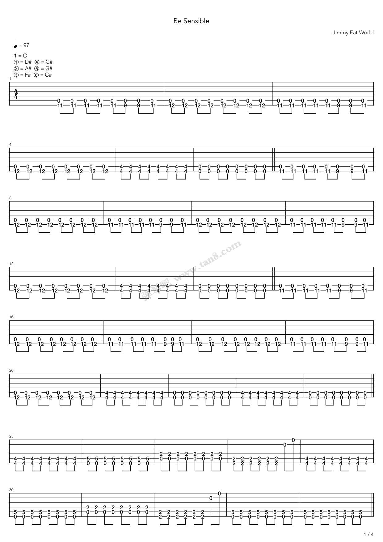 《Be Sensible》吉他谱-C大调音乐网
