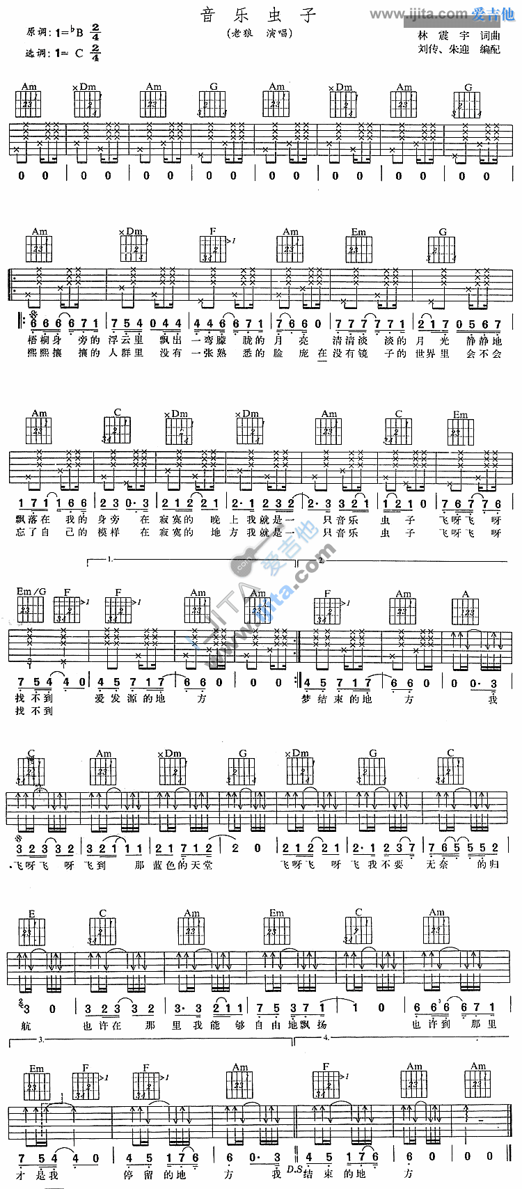《音乐虫子》吉他谱-C大调音乐网