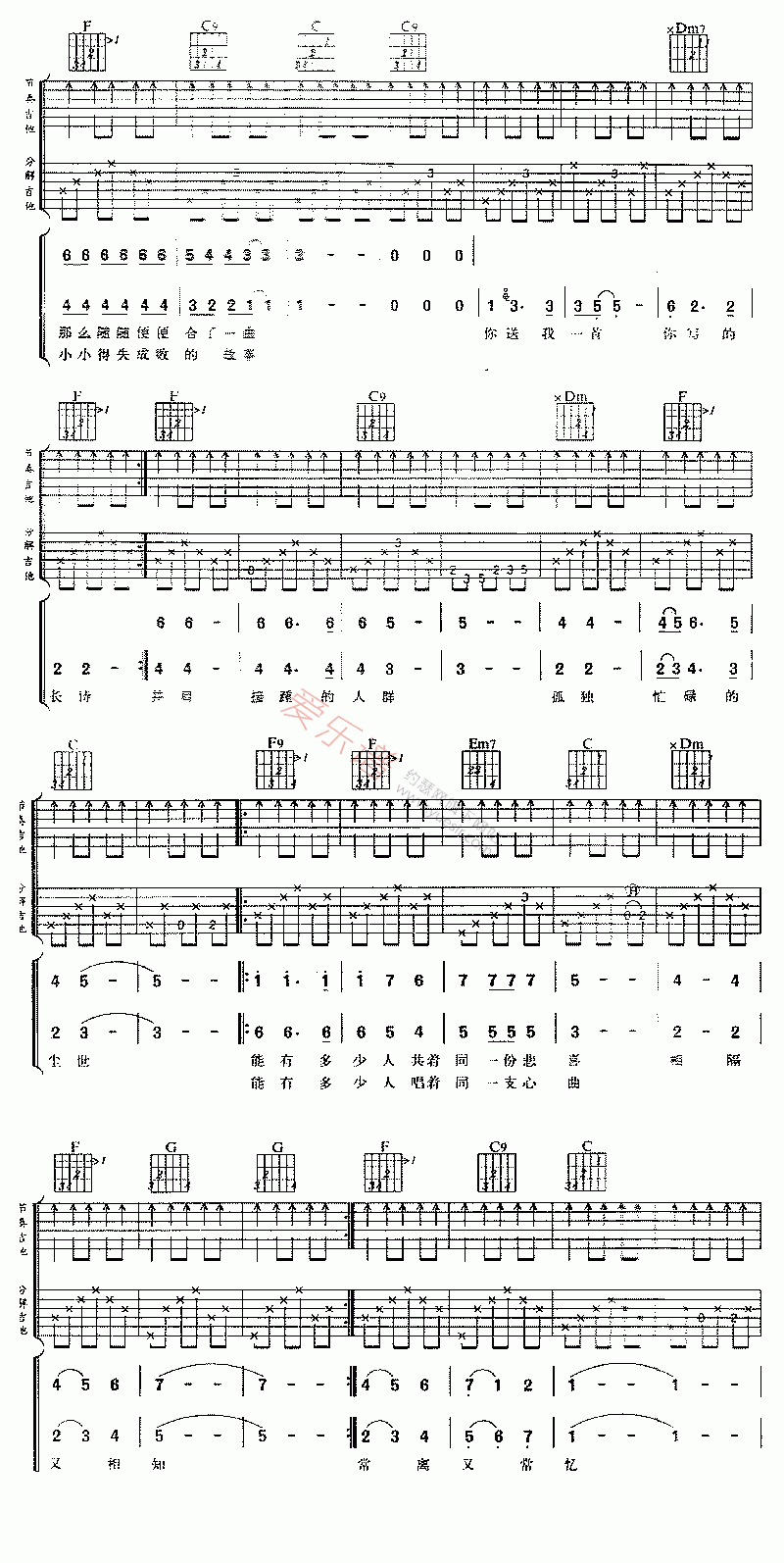 《冯蓝、李蓉《我们相识》》吉他谱-C大调音乐网