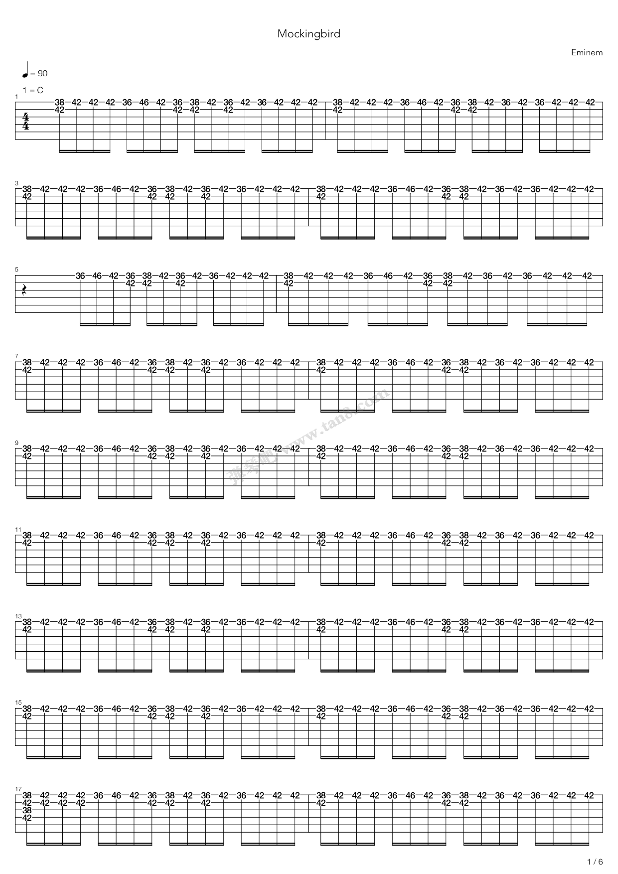 《Mockingbird》吉他谱-C大调音乐网