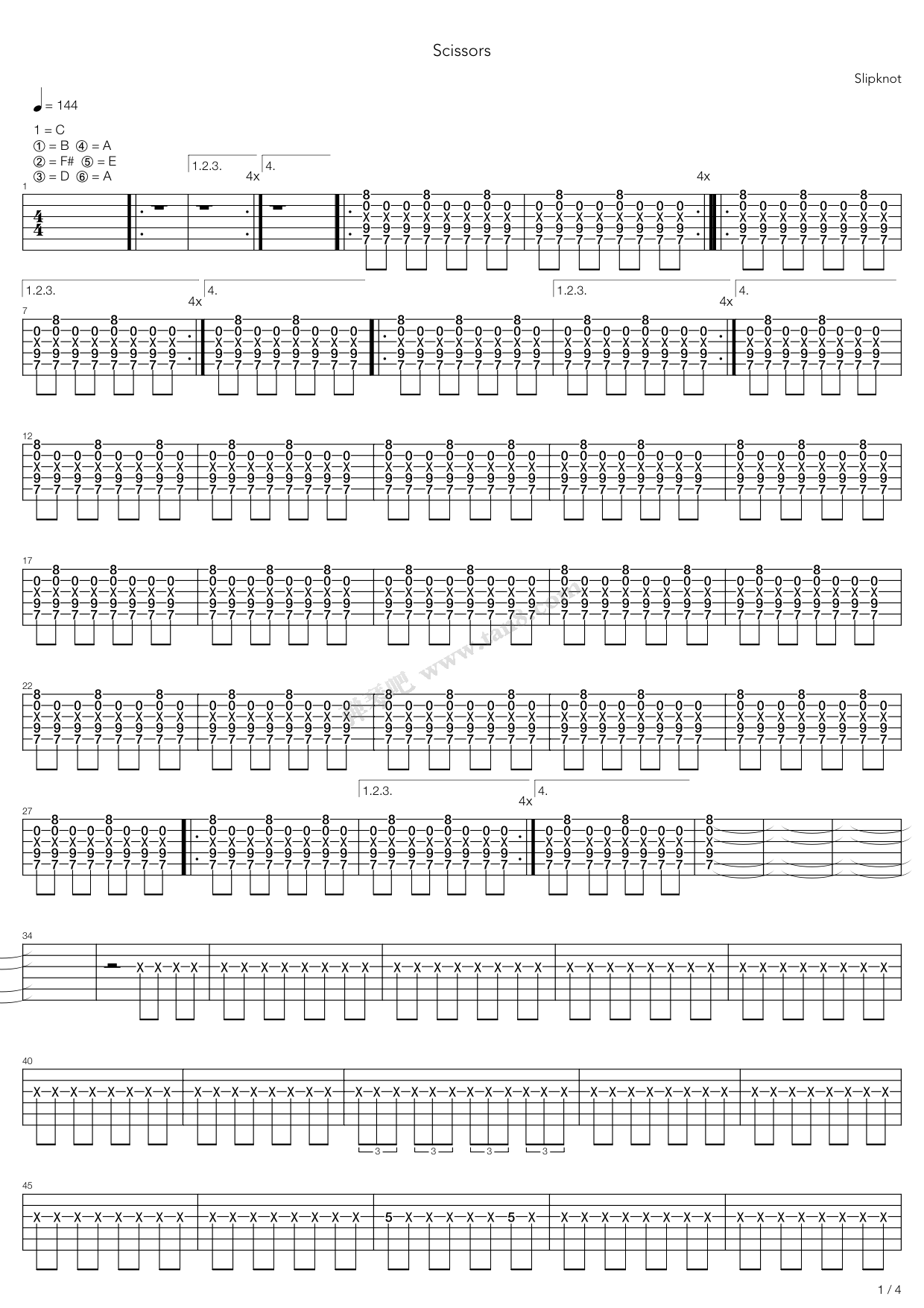 《Scissors》吉他谱-C大调音乐网