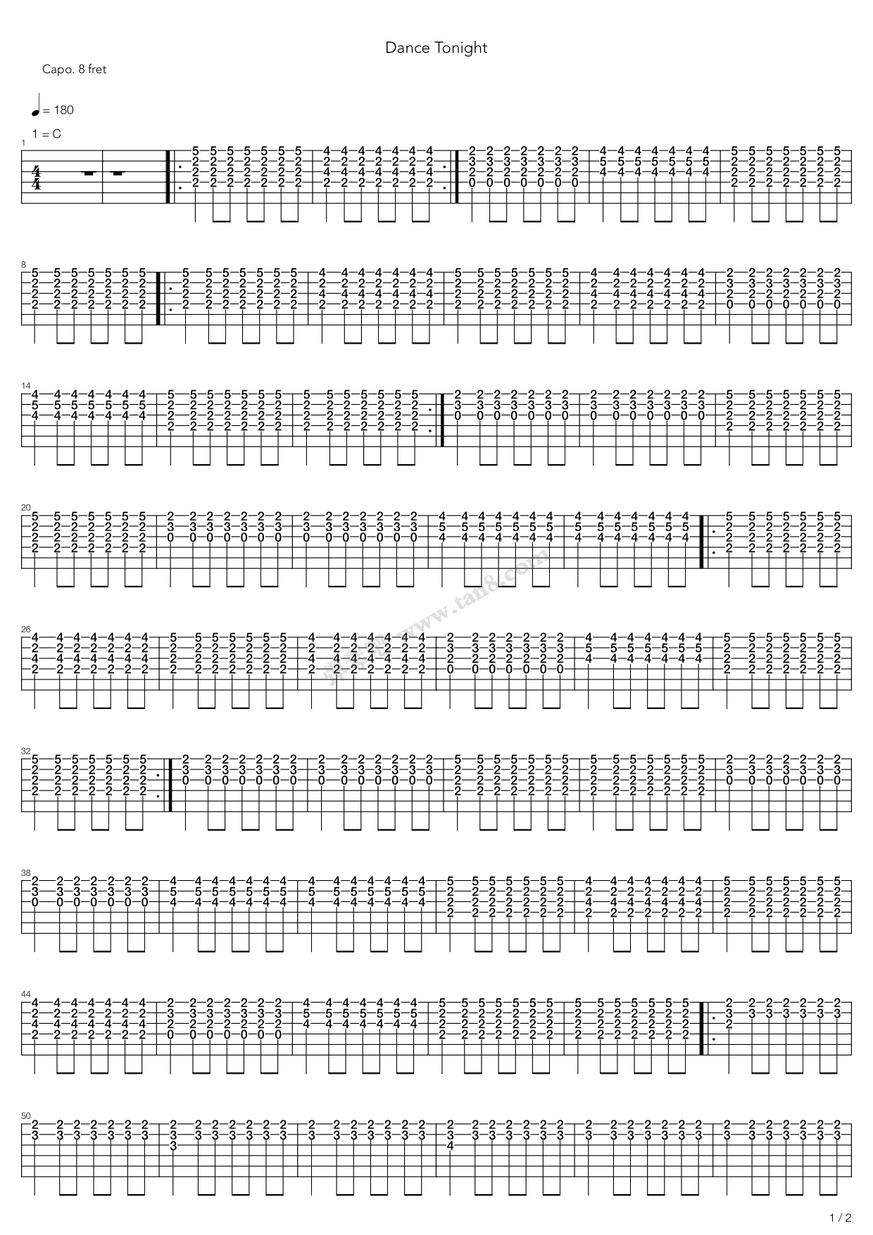 《Dance Tonight》吉他谱-C大调音乐网