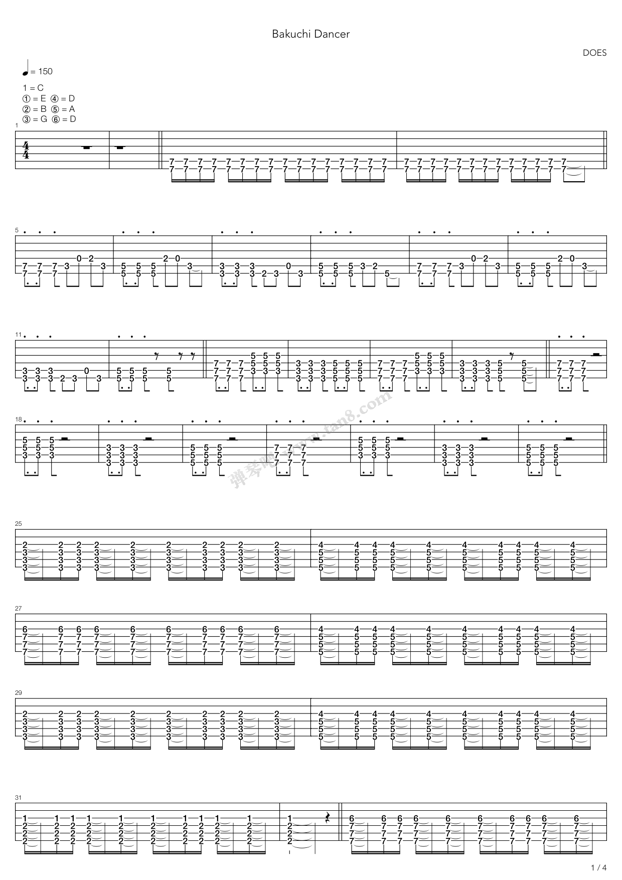 《バクチ·ダンサー》吉他谱-C大调音乐网