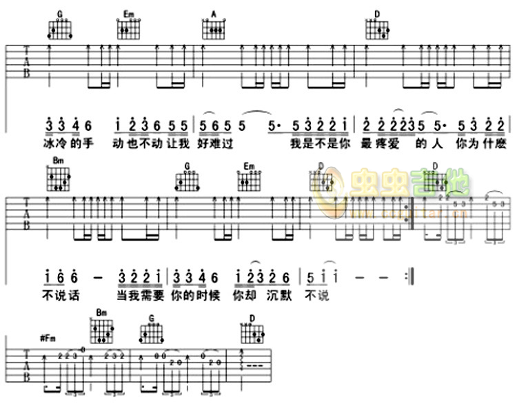 经典老歌 《我是不是你最疼爱的人》 吉他谱...-C大调音乐网