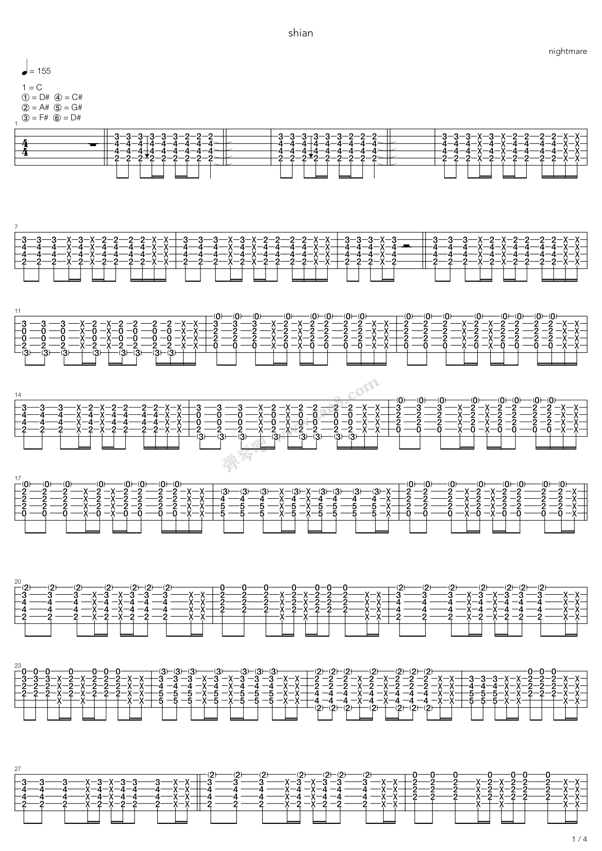 《Shian(シアン)》吉他谱-C大调音乐网