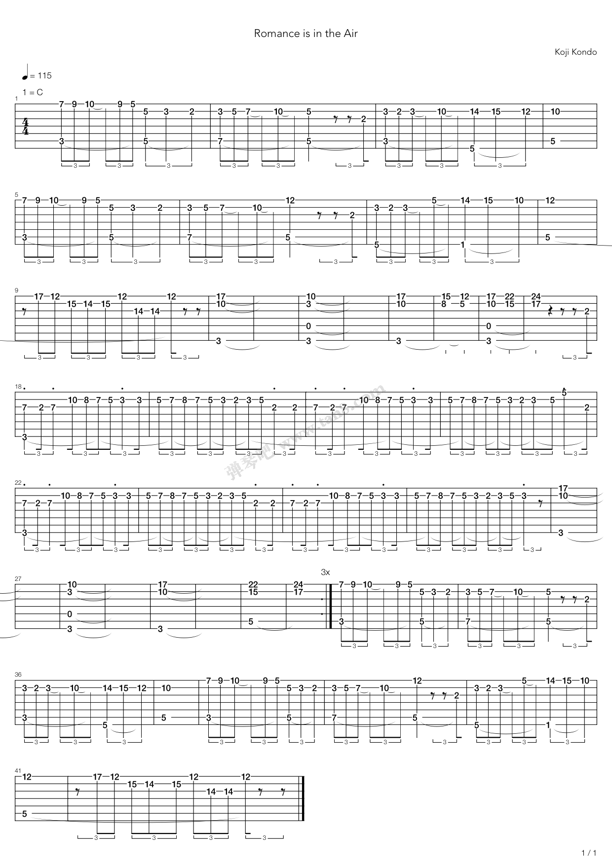 《Romance Is In The Air》吉他谱-C大调音乐网