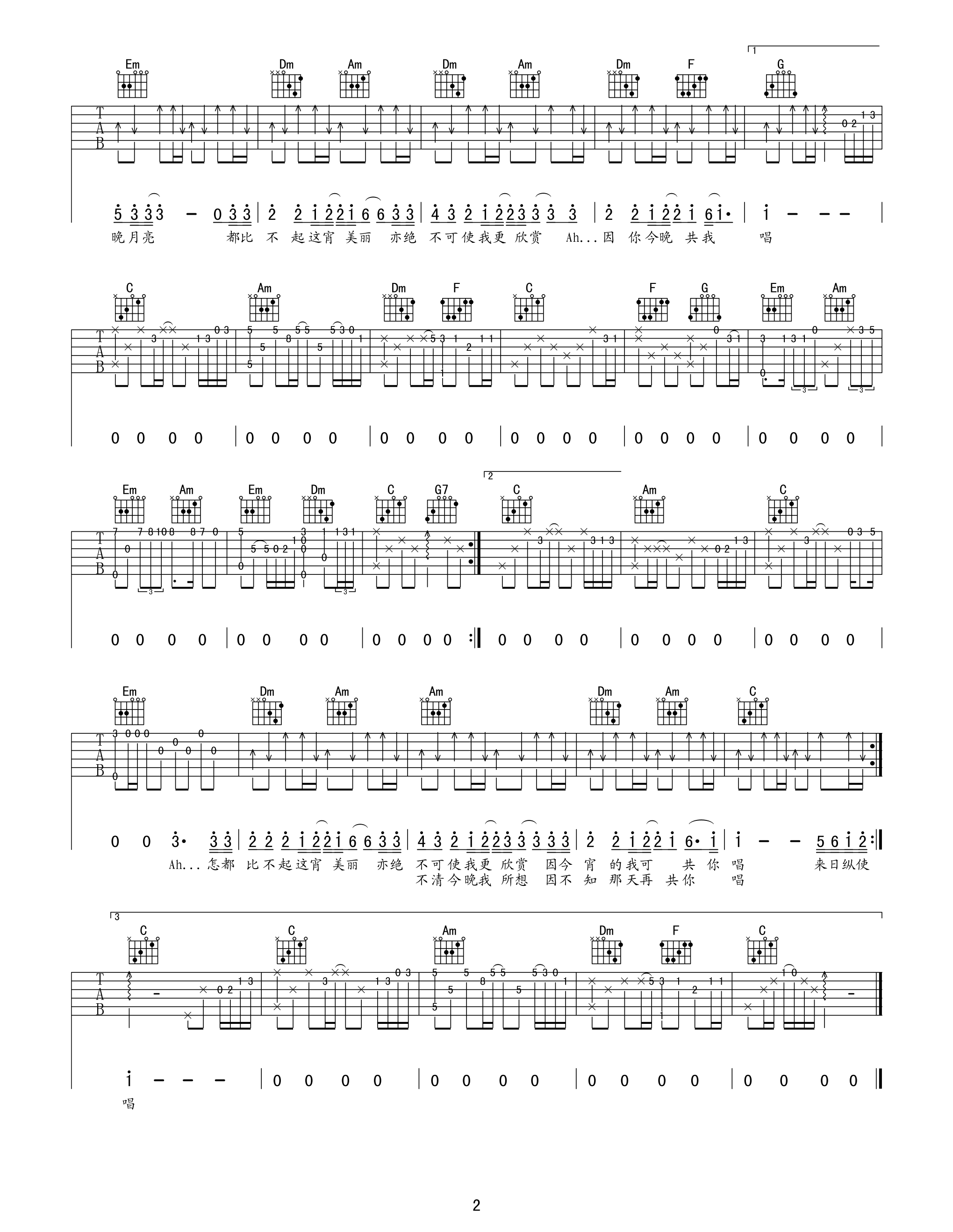 陈慧娴 千千阙歌吉他谱-C大调音乐网