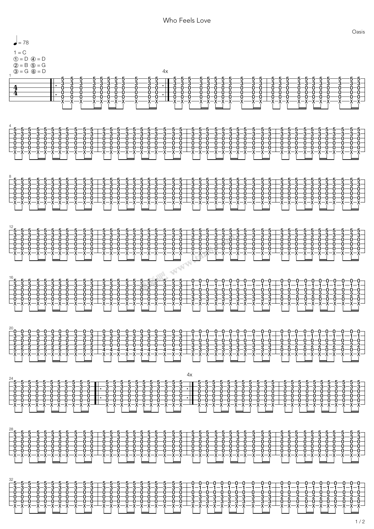 《Who Feels Love》吉他谱-C大调音乐网