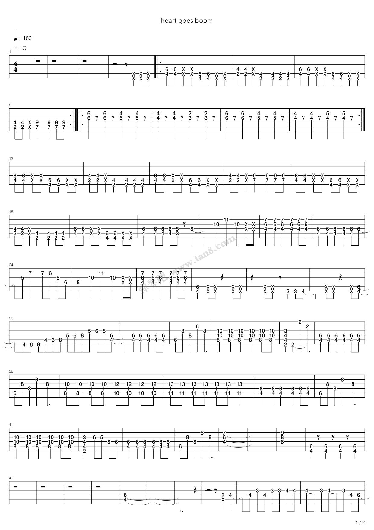 《轻音少女(K-ON) - Heart goes boom》吉他谱-C大调音乐网