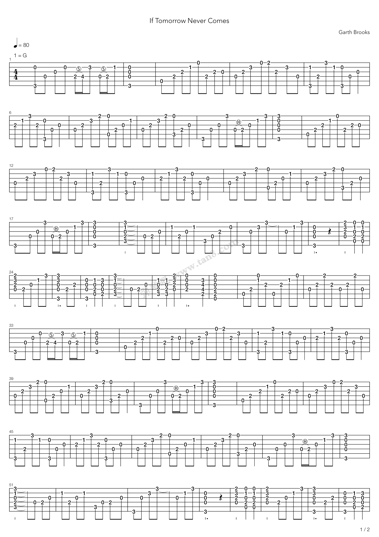 《If Tomorrow Never Comes》吉他谱-C大调音乐网