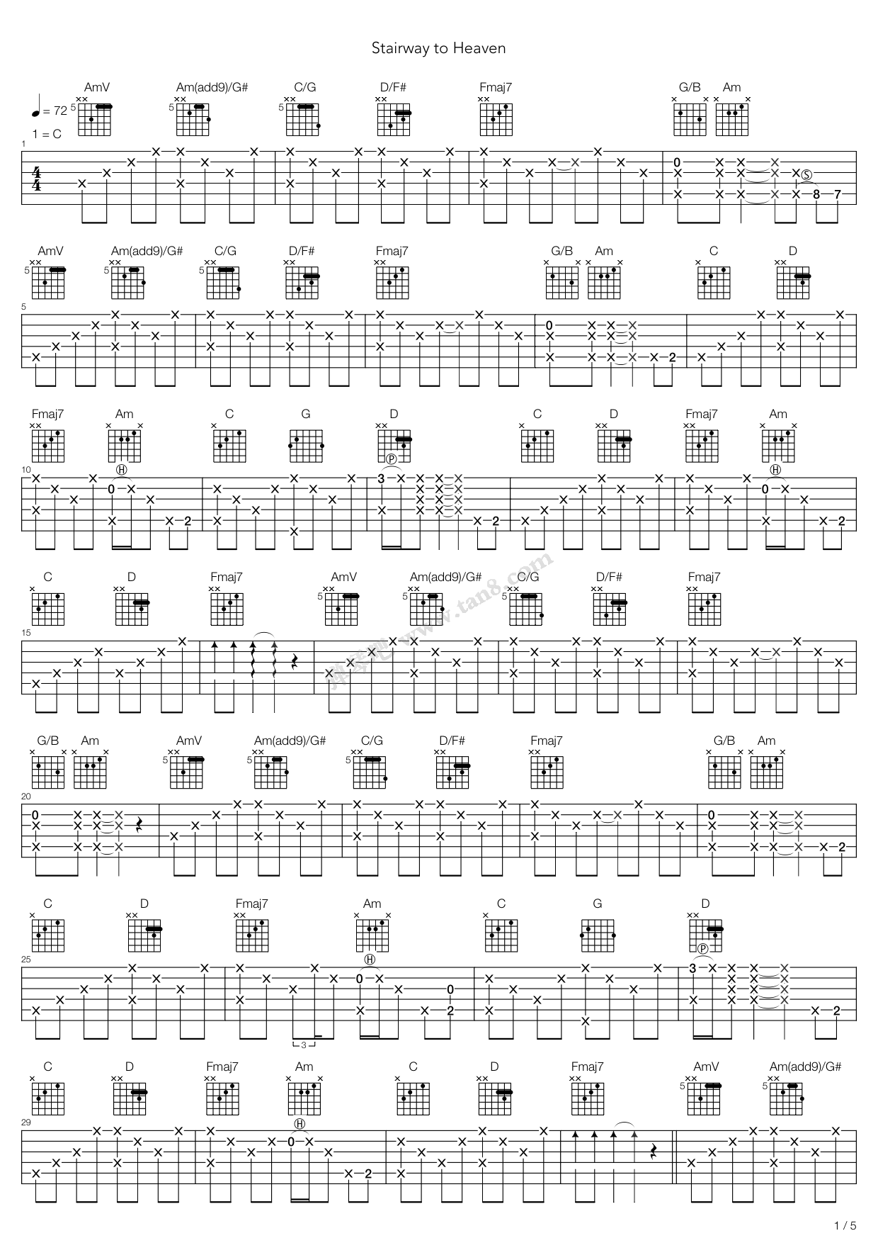 《Stairway To Heaven》吉他谱-C大调音乐网