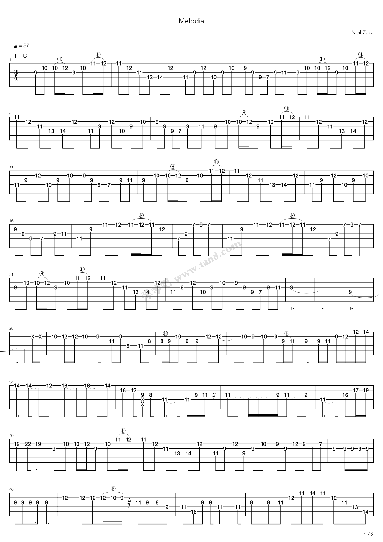 《Melodia》吉他谱-C大调音乐网