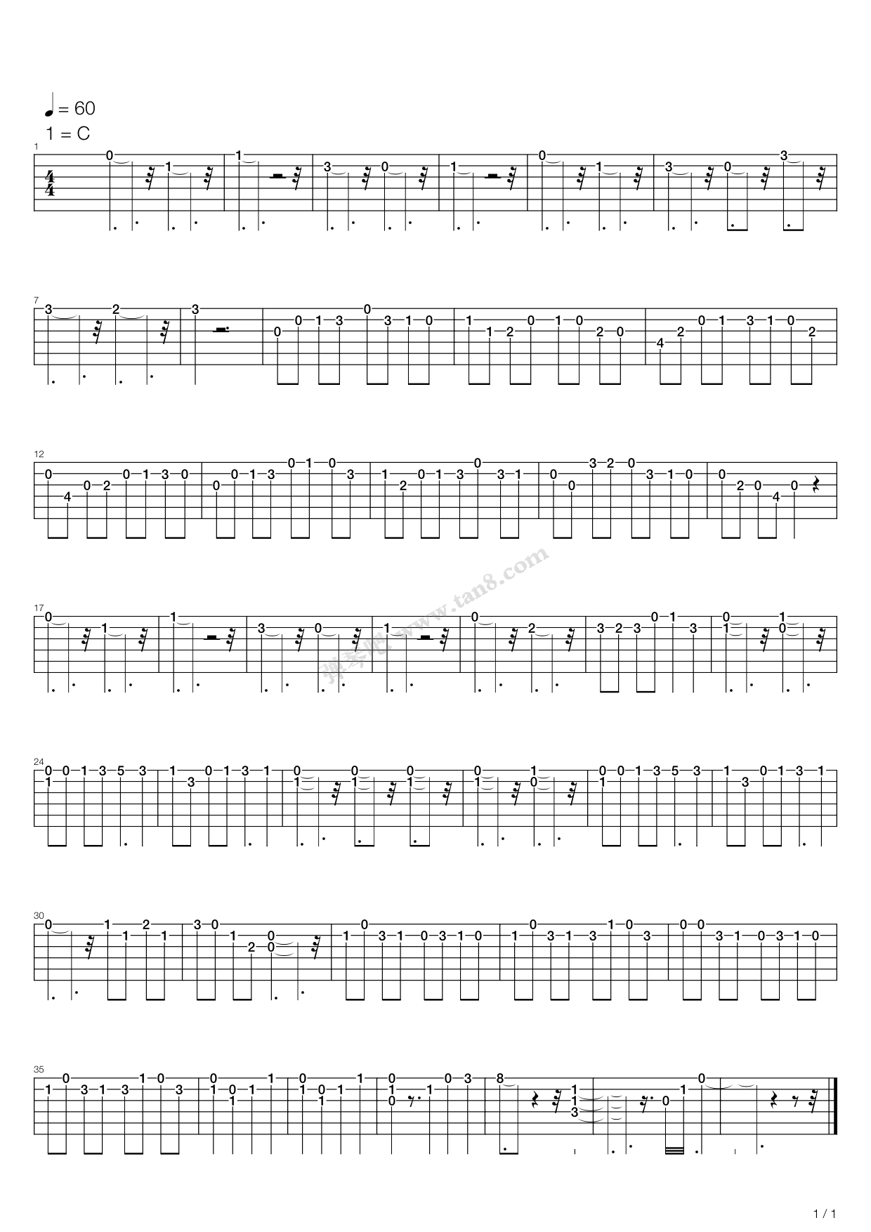 《卡尔卡西练习曲 - 06》吉他谱-C大调音乐网