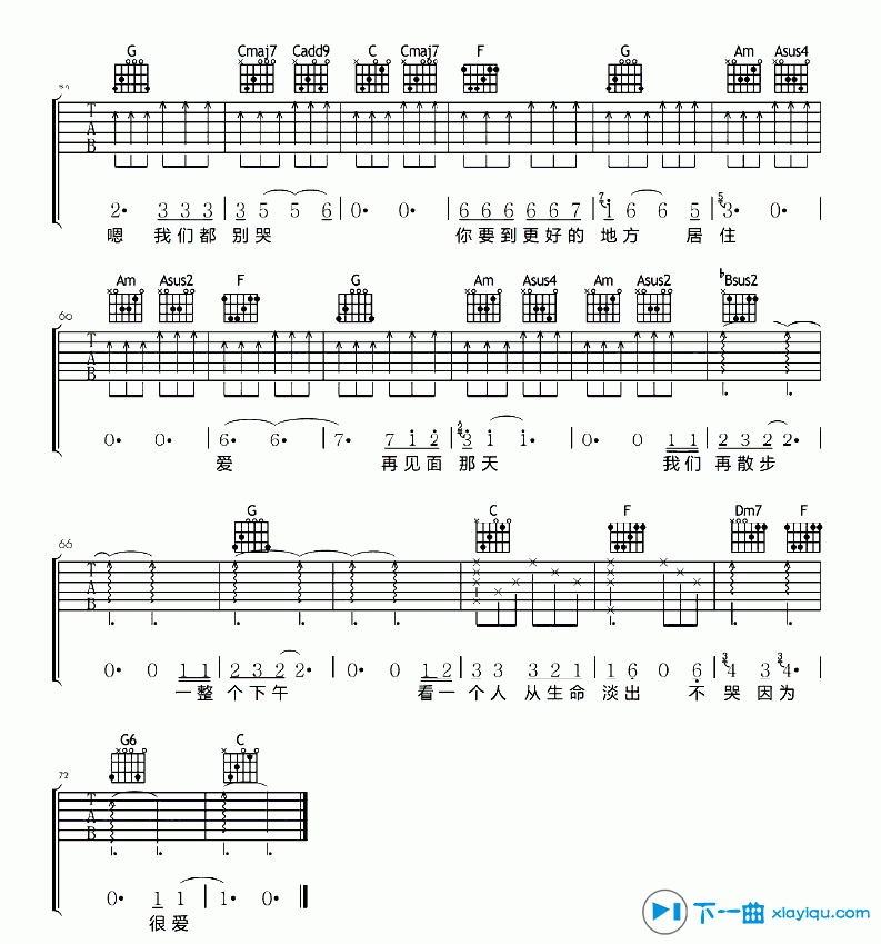 《我们都别哭吉他谱C调_梁文音我们都别哭吉他六线谱》吉他谱-C大调音乐网