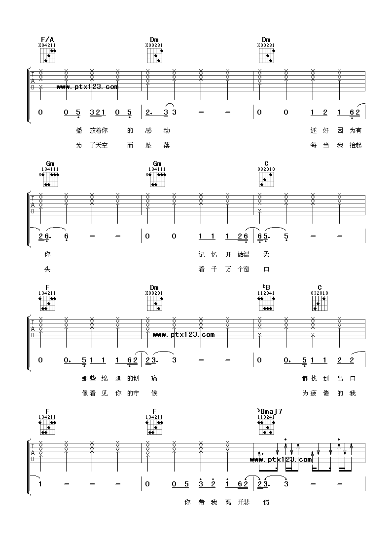 范逸臣 离开悲伤吉他谱-C大调音乐网