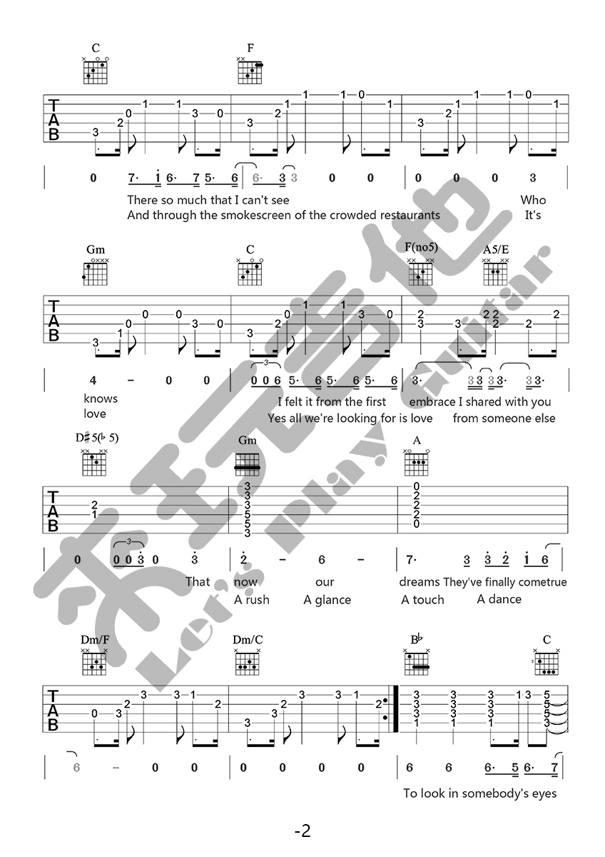 city of stars吉他谱 爱乐之城主题曲 来玩吉他出品-C大调音乐网