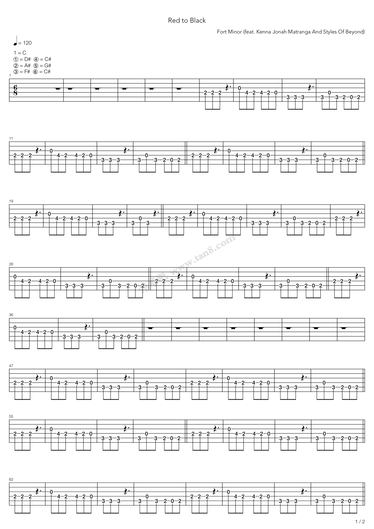 《Red To Black》吉他谱-C大调音乐网