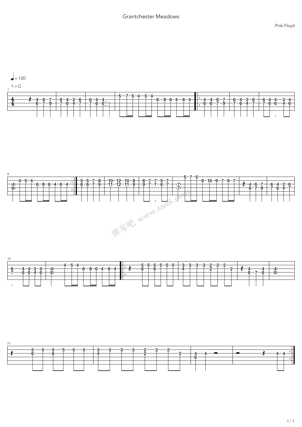 《Grantchester Meadows》吉他谱-C大调音乐网