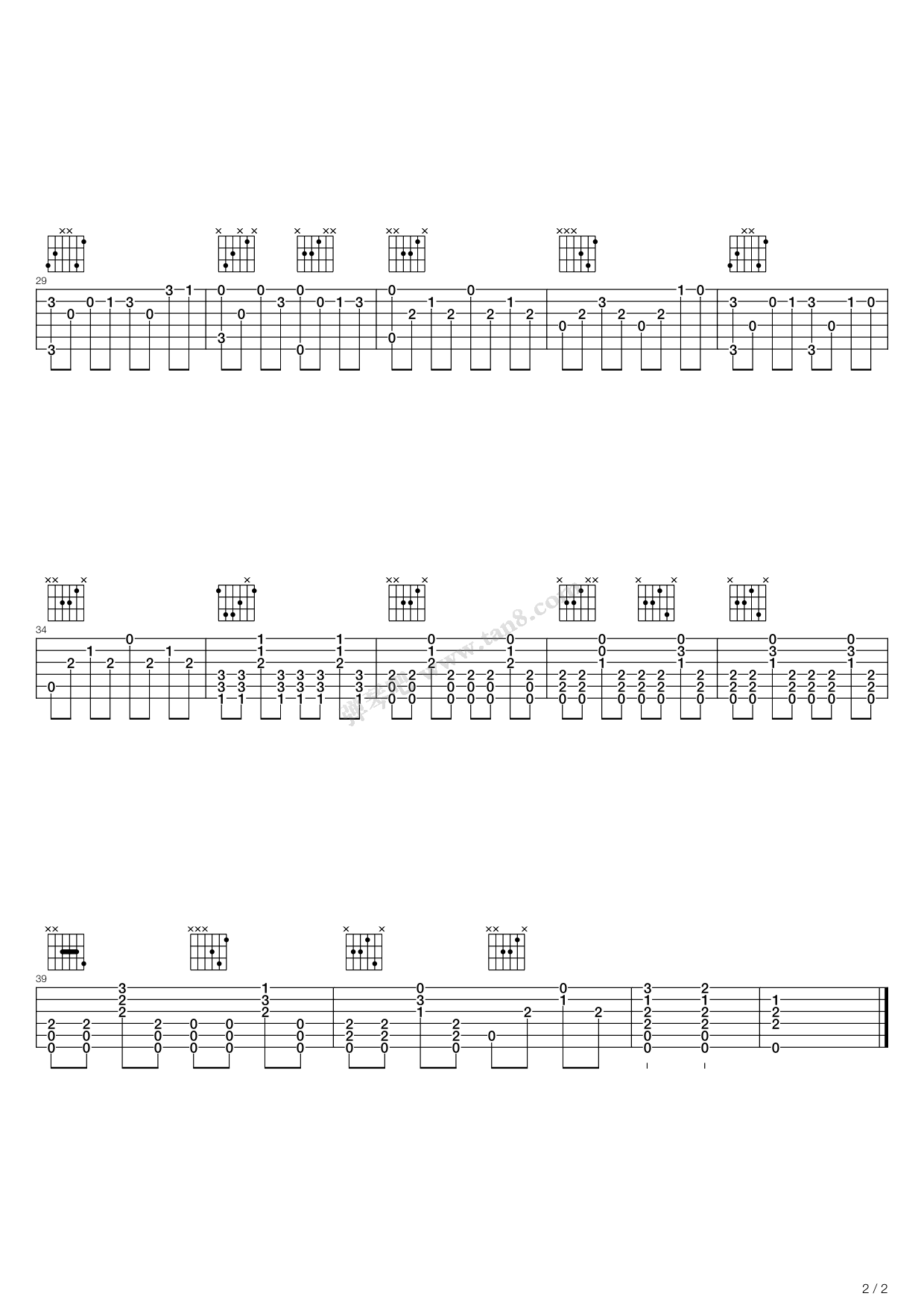 《小雨中的回忆》吉他谱-C大调音乐网