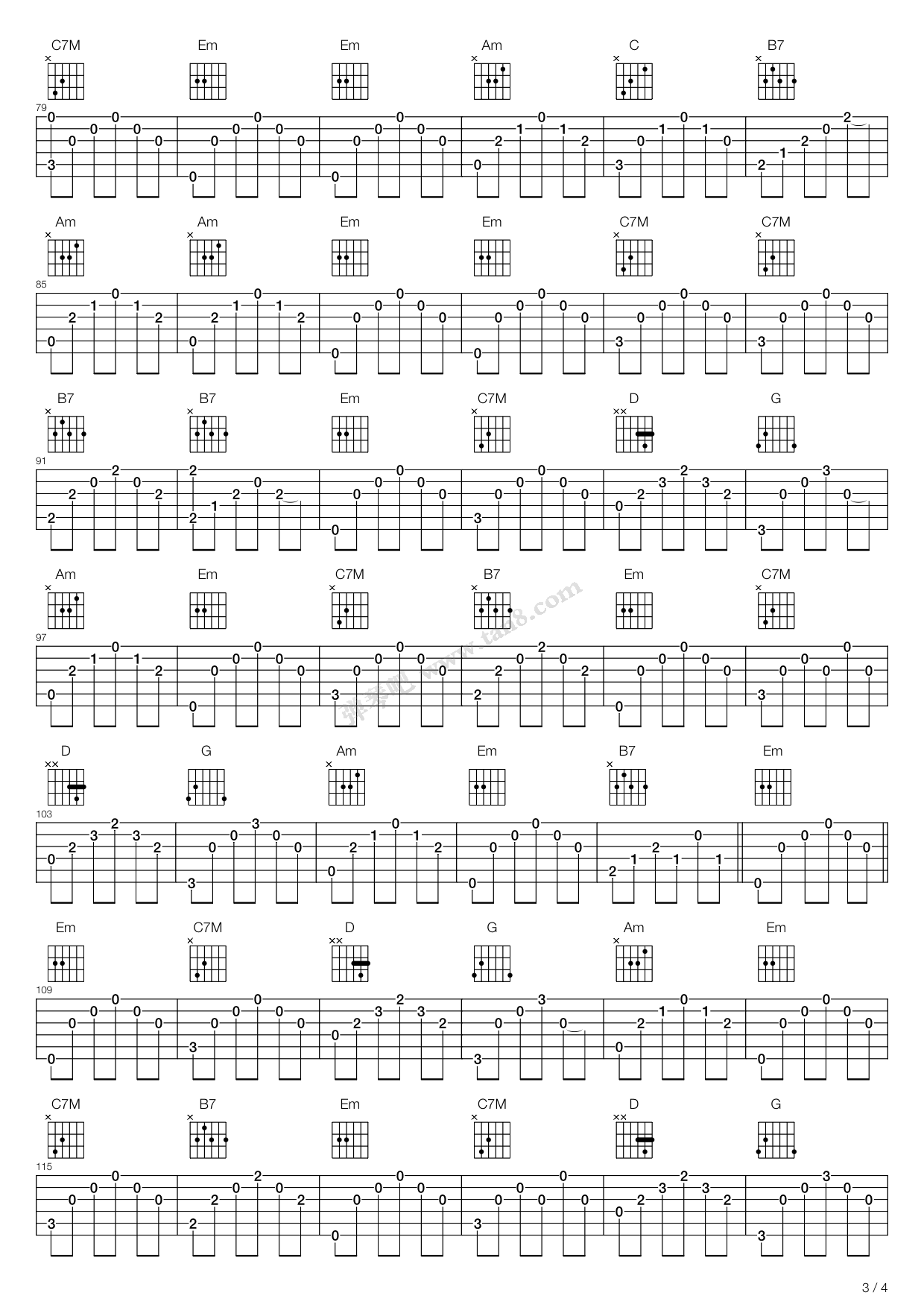 《丁香花》吉他谱-C大调音乐网