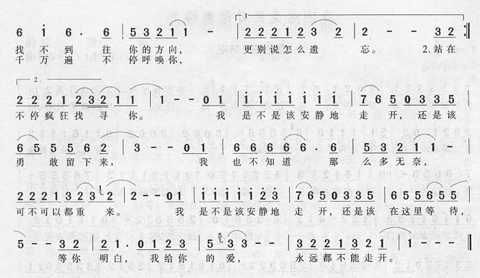 《我是不是该安静地走开－郭富城（简谱）》吉他谱-C大调音乐网