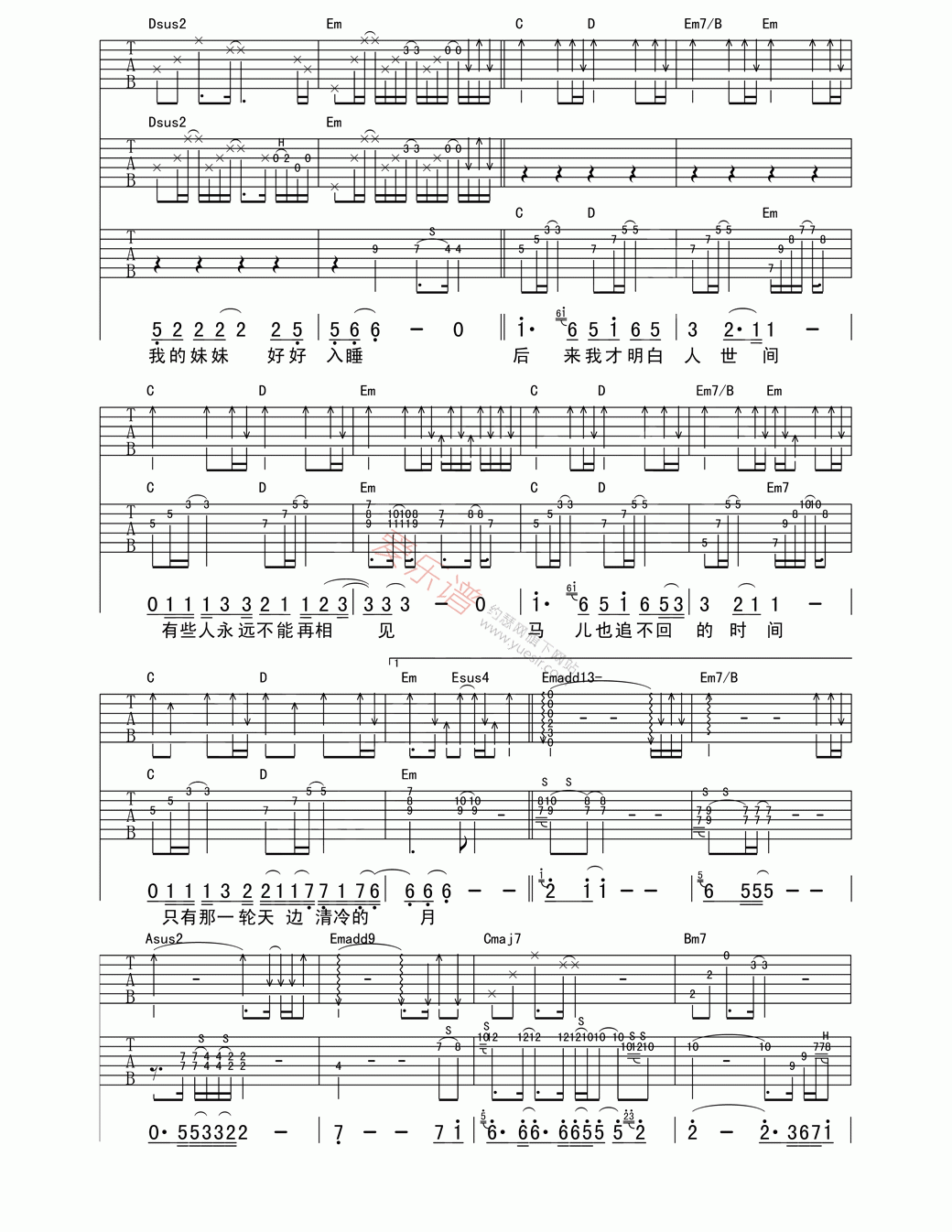 《阿穆隆《思念母亲》》吉他谱-C大调音乐网