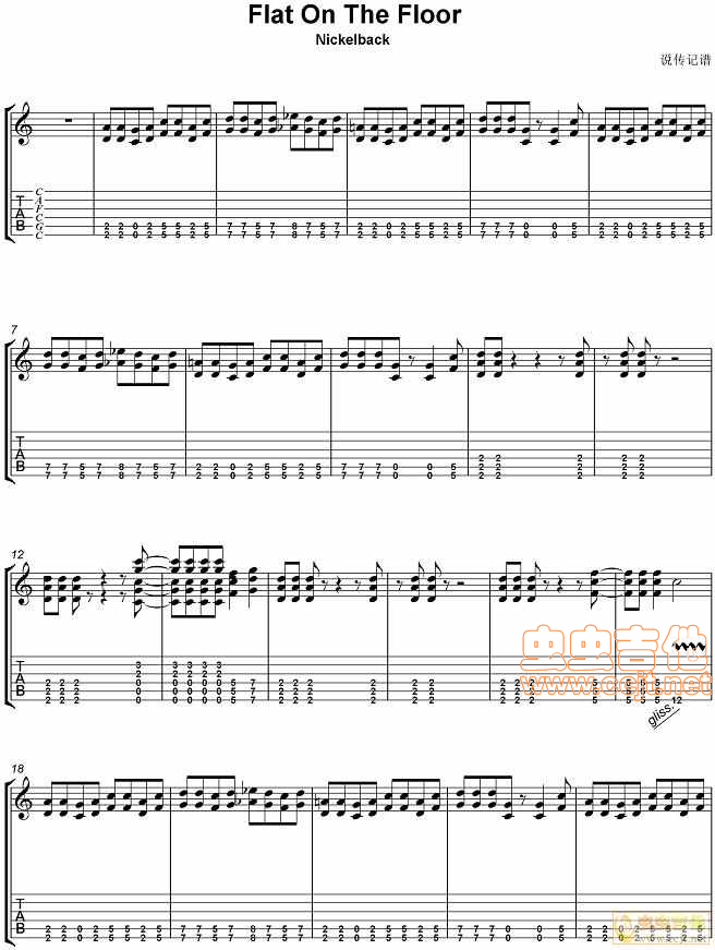 《说传记谱-分享-Nickelback-FlatOnTheFloor》吉他谱-C大调音乐网