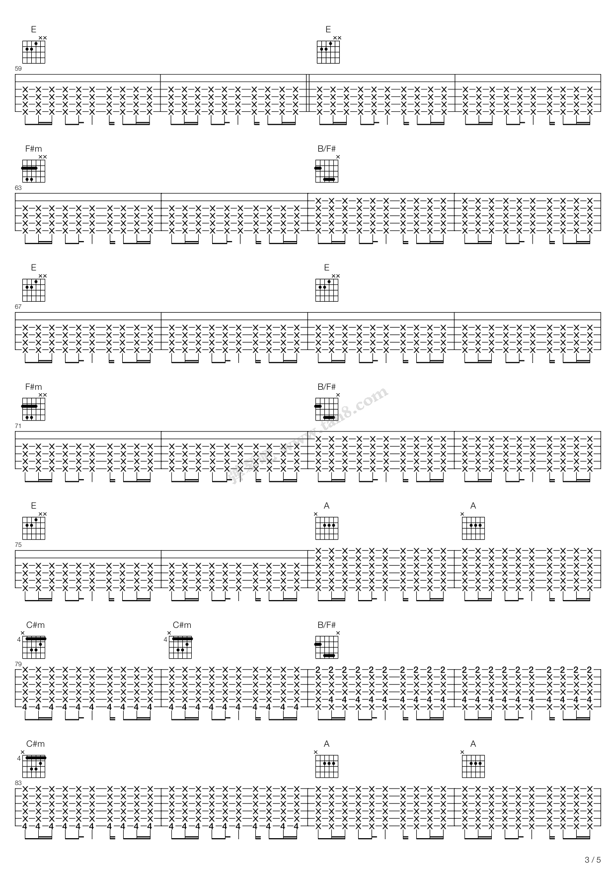 《情歌而已》吉他谱-C大调音乐网