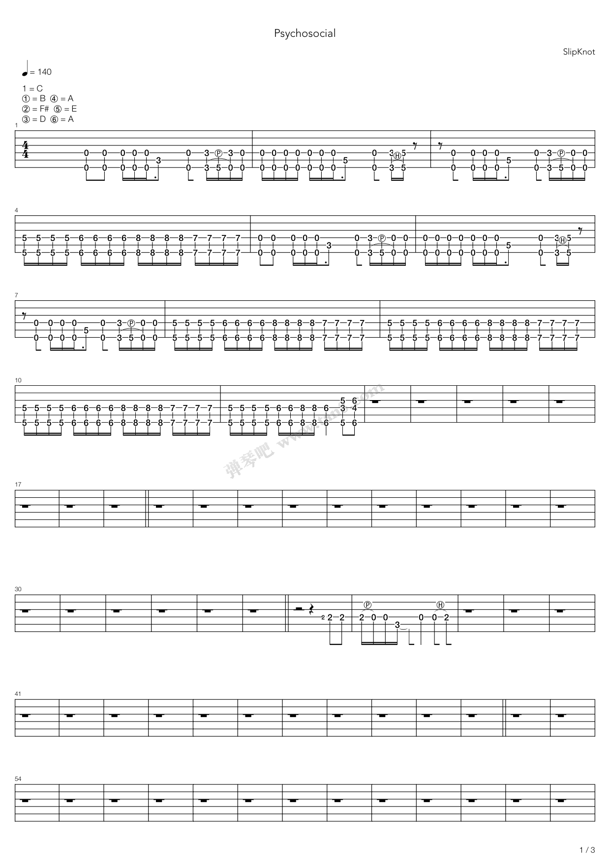 《Psychosocial》吉他谱-C大调音乐网
