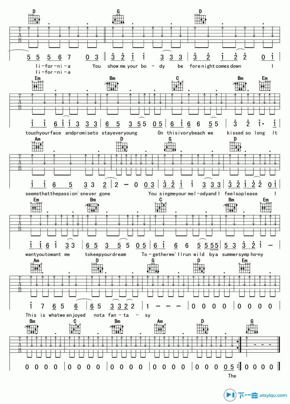 《Young for you吉他谱G调(六线谱)_GALA》吉他谱-C大调音乐网