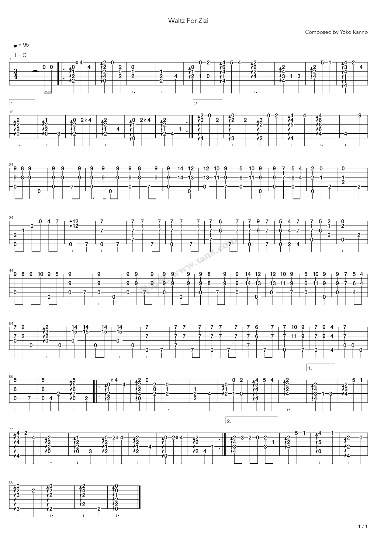 《Waltz For Zizi》吉他谱-C大调音乐网