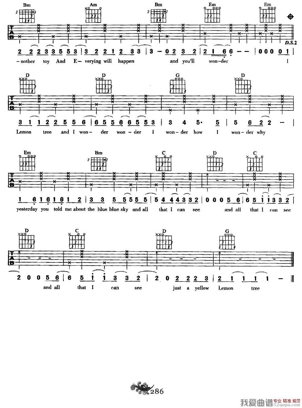 《柠檬树（英文版）》吉他谱-C大调音乐网