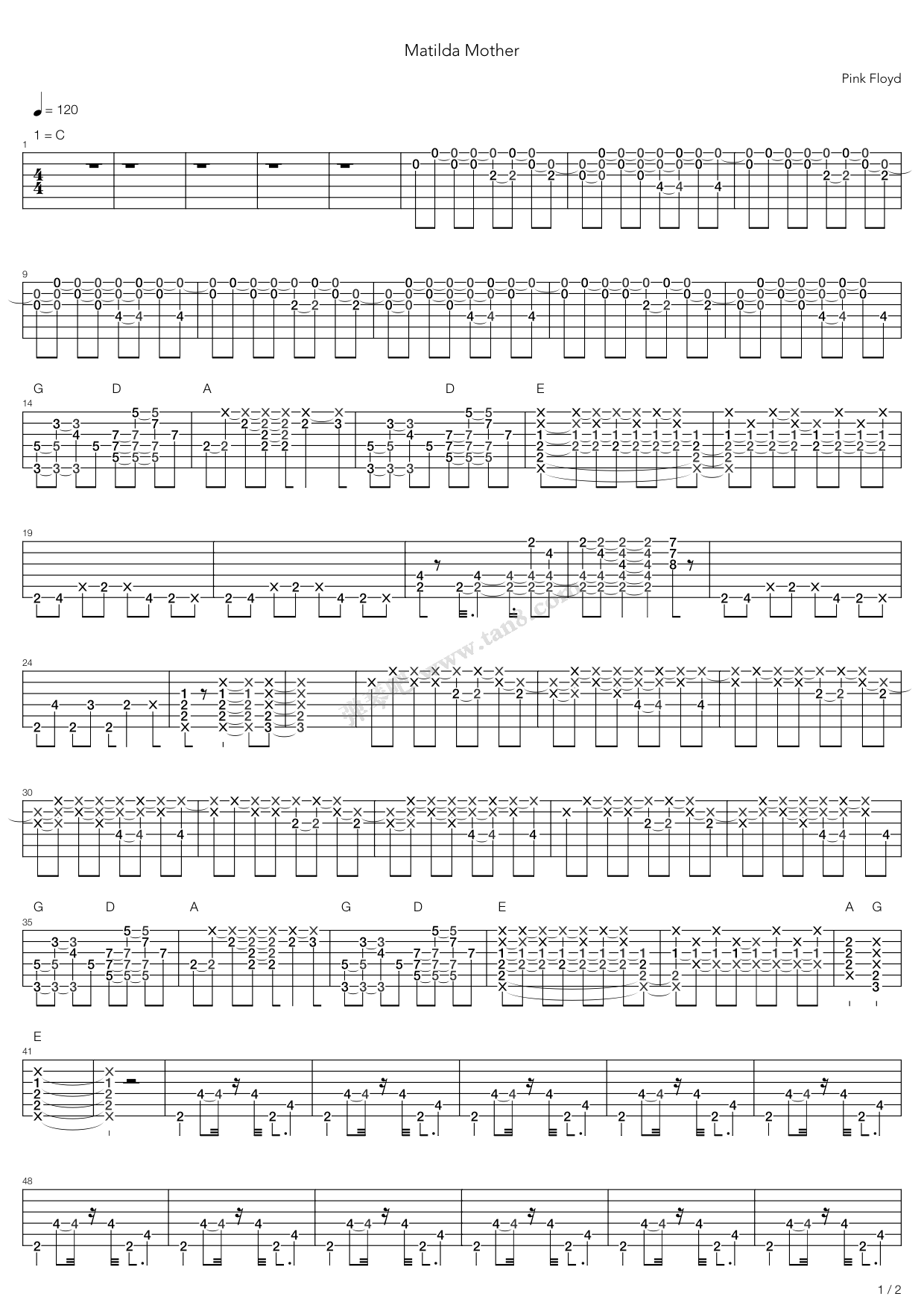 《Matilda Mother》吉他谱-C大调音乐网